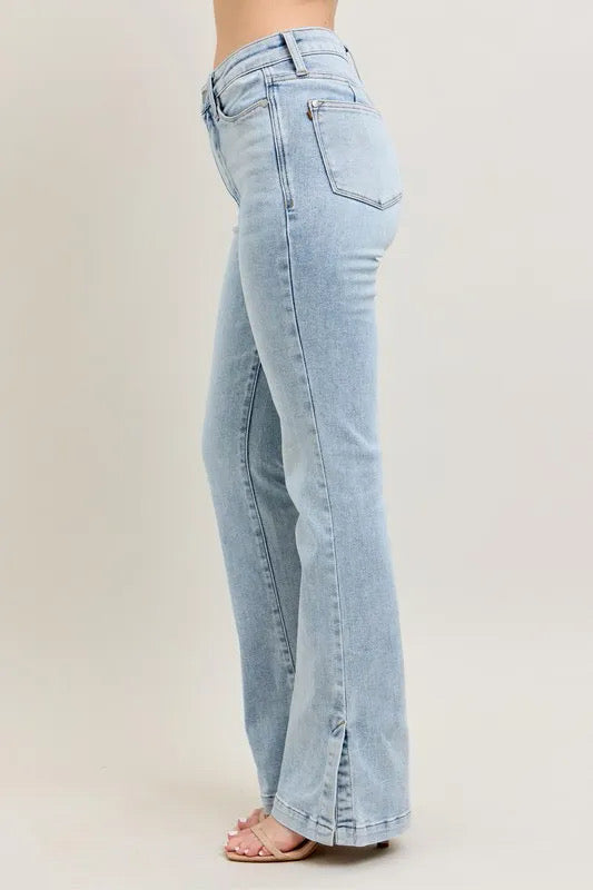 Judy Blue Full Size Tummy Control Vintage Wash Side Slit Slim Boot Jeans Plus Size 🎉🎉🎉SALE ON🎁🎁🎁Select sizes ‼️‼️‼️