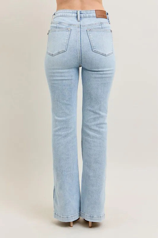 Judy Blue Full Size Tummy Control Vintage Wash Side Slit Slim Boot Jeans Plus Size 🎉🎉🎉SALE ON🎁🎁🎁Select sizes ‼️‼️‼️