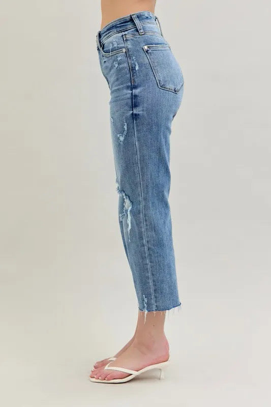 Judy Blue Full Size High Waist Destroy Crop Wide Leg Jeans ON SALE πππ