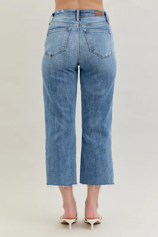 Judy Blue Full Size High Waist Destroy Crop Wide Leg Jeans ON SALE πππ