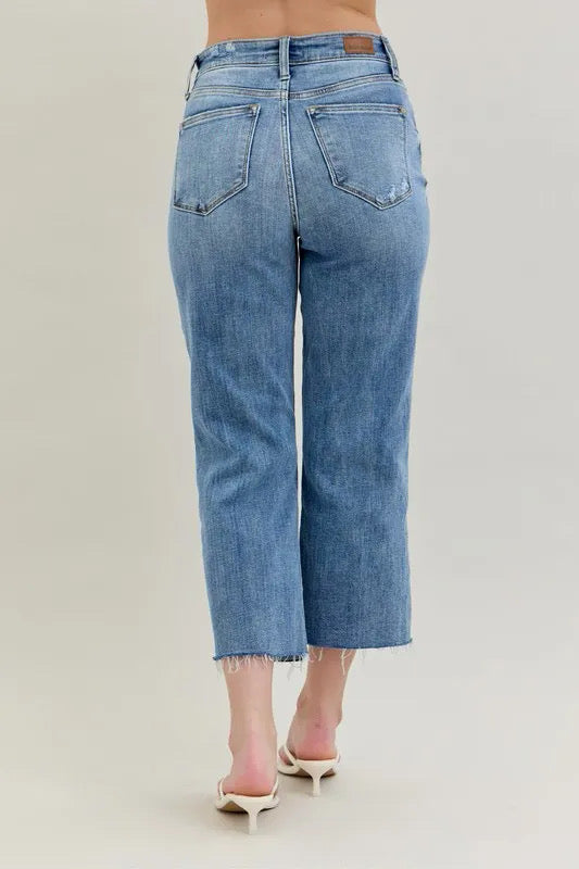Judy Blue Full Size High Waist Destroy Crop Wide Leg Jeans ON SALE πππ