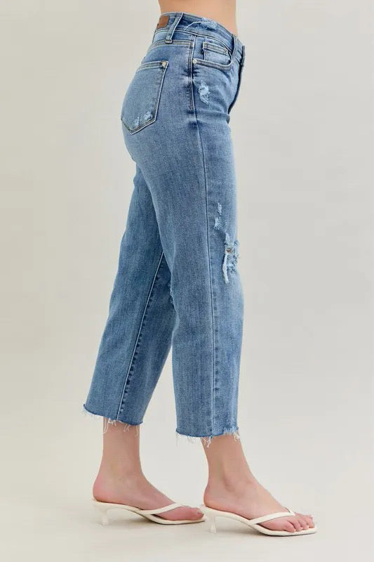 Judy Blue Full Size High Waist Destroy Crop Wide Leg Jeans ON SALE πππ
