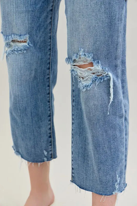 Judy Blue Full Size High Waist Destroy Crop Wide Leg Jeans ON SALE πππ