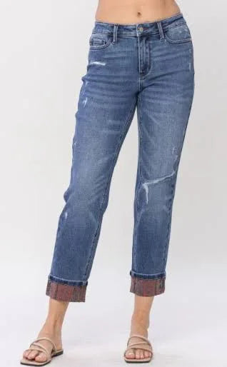 Judy Blue MR Paisley Patch Print Cuff size 3